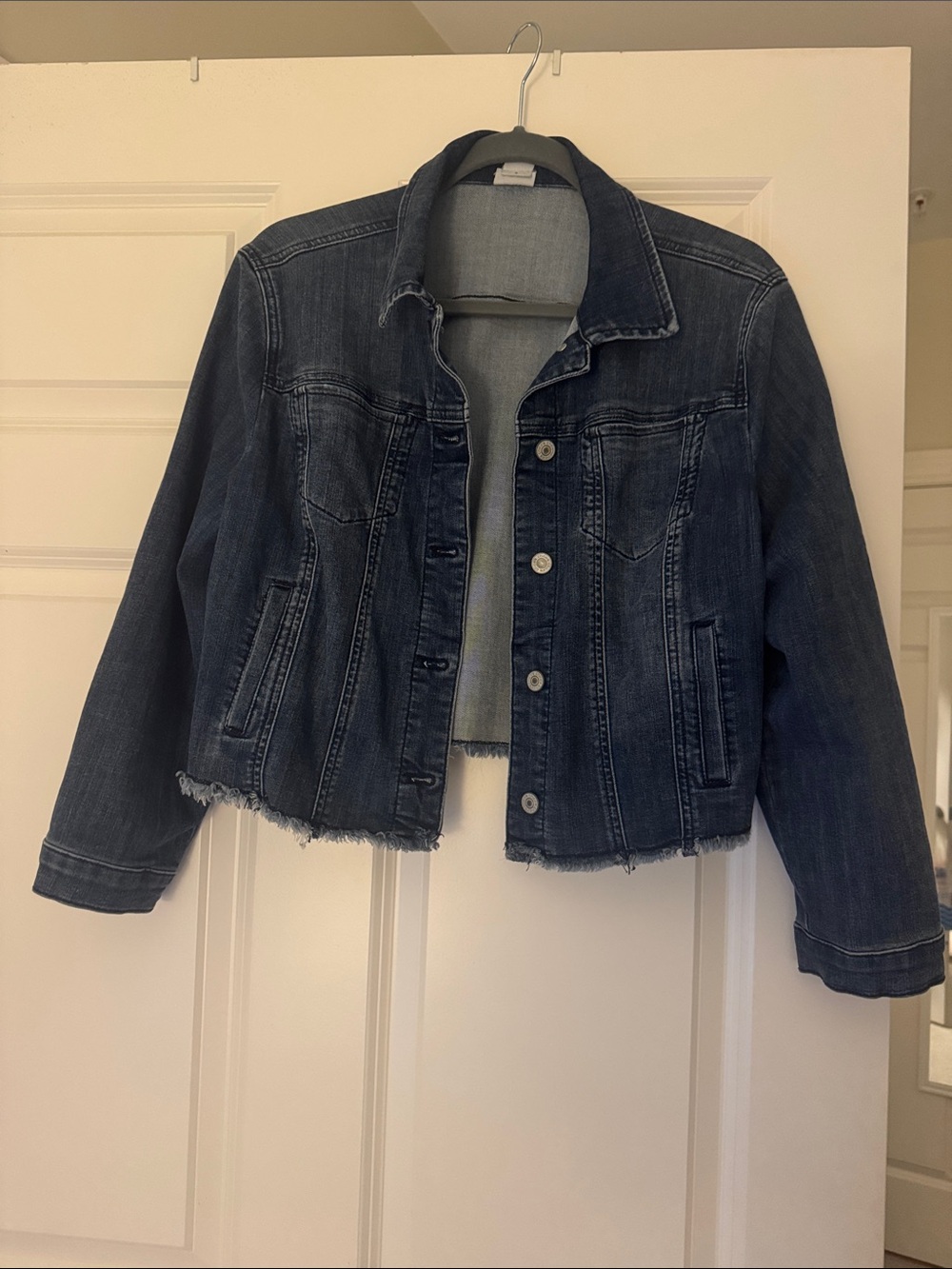 Chico's Dark Blue Cropped Denim Jacket